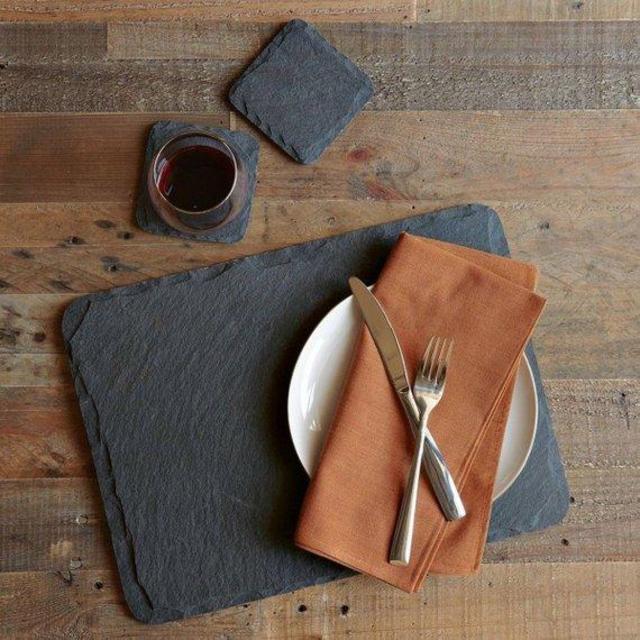 Slate Place Mat Set | Natural Dinner Table Place Mats and Coasters | Various Size Sets