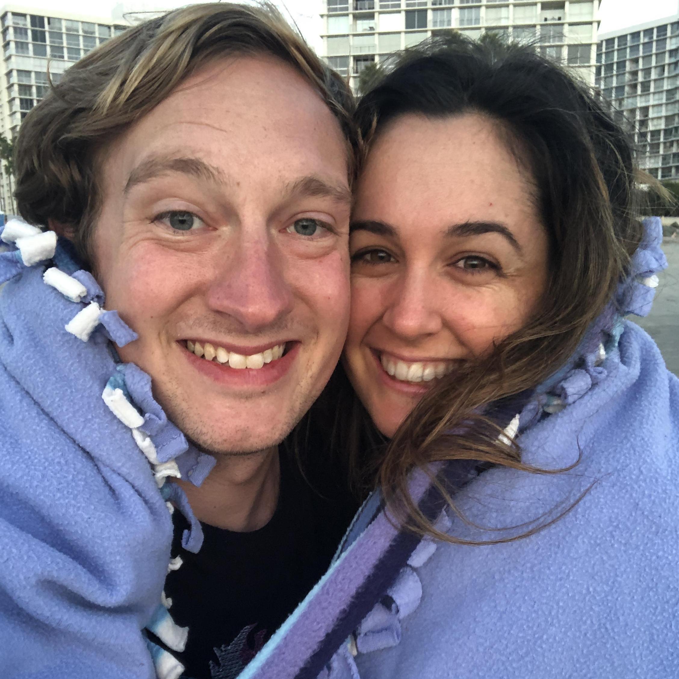 Snuggling on our favorite San Diego beach (Coronado) the day after our engagement.