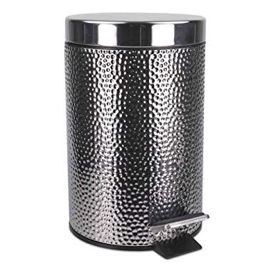 Home Basics Deluxe Hammered Stainless Steel Bathroom Accessories, Office, Bedroom, Decorative 3 Liter Waste Basket
