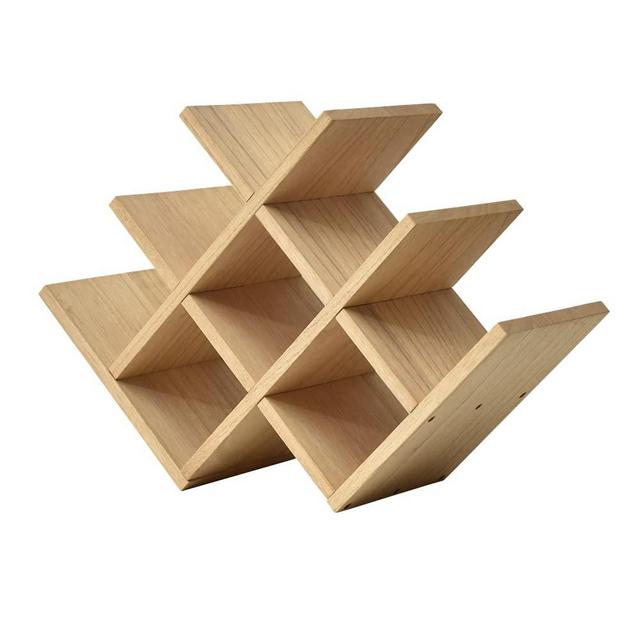 Kirigen Wooden 8-Bottle Wine Rack - 3-Tier Wood Wine Display Rack / Free Standing and Countertop Wine Storage Shelf - Bottle Holder/Cabinet Glass Rack Natural XHJJ3-NA