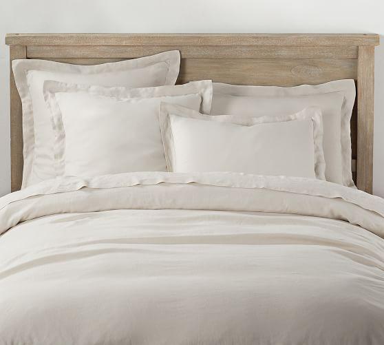 Belgian Flax Linen Duvet Euro Shams - in Natural