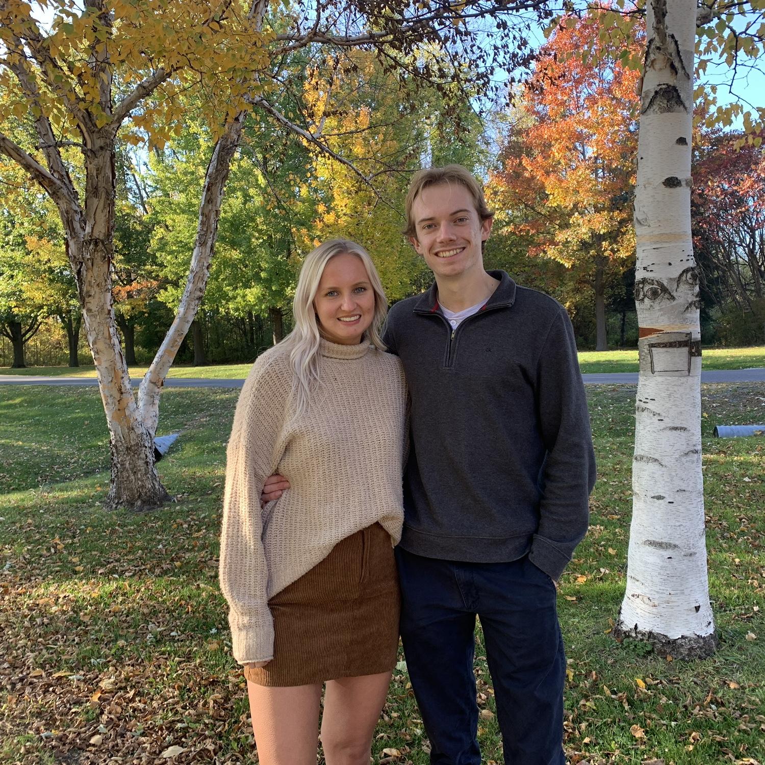 October 2020, thanksgiving weekend. 6 years later it is now their wedding weekend!!! They both love fall. The crisp air & pretty colours