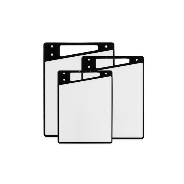 JoyJolt Cutting Board Set-Cutting Boards for Kitchen-Non Slip Large & Small Chopping Boards; Meat Cutting Board with Juice Groove-White & Black