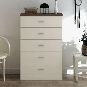 Allyannah 5 Drawer 47.2'' H Dresser - Ivory/Knotty Oak