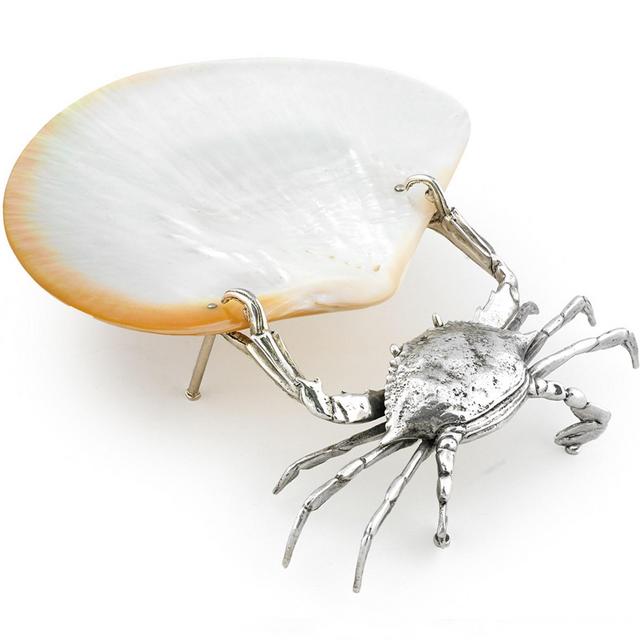 Silverplated Small Crab with Mother of Pearl Shell