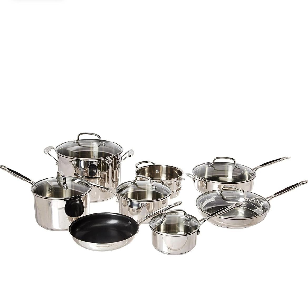 Cuisinart 14-Piece Cookware Set, Chef's Classic Stainless Steel Collection, 77-14N