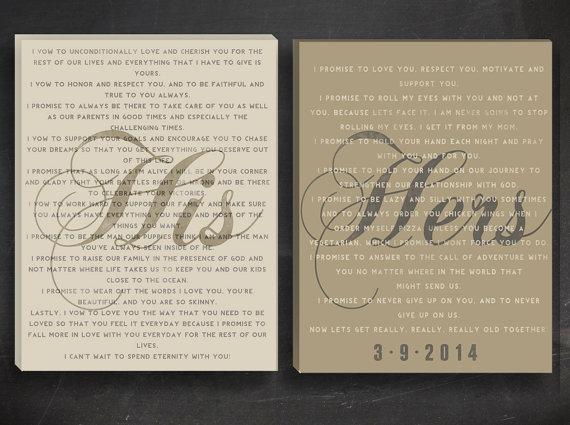 Wedding Vow Art Work- His and Hers custom art