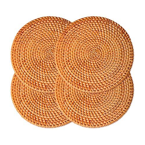 Woven Trivet for Hot Dishes-Insulated Hot Pads,4 Pcs Unique Present for Friends,Housewarming,Birthday,Living Room Decor,Holiday Party, (7.87" Round)
