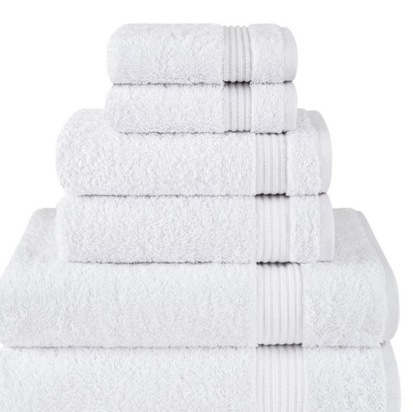 American Soft Linen Bekos 6 Piece Towel Set, 100% Cotton Bath Towel Set for Bathroom, White