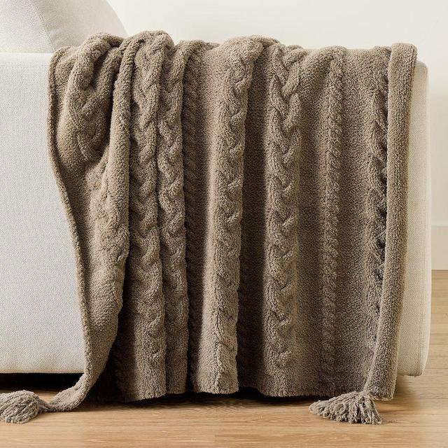 Classic Cable Knit Throw, Mocha, 50" x 60"