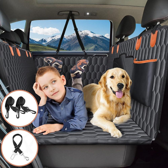 Chumajor Back Seat Extender for Dogs-Supports 400lb,Hard Bottom Dog Car Seat Cover for Back Seat -Detachable,Scratch Proof Nonslip,Dog Hammock for Car,Truck with Anti-Slip Dispensing