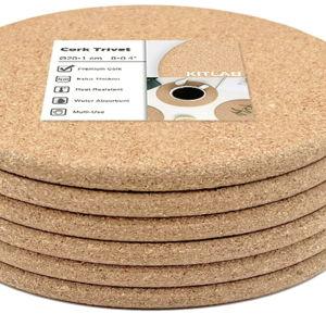 Cork Trivet, 6 Pack High Density Thick Cork Trivets for Hot Dishes and Hot Pots, 8 Inch Heat Resistant Large Coaster for Kitchen, Hot Pads for Table & Countertop