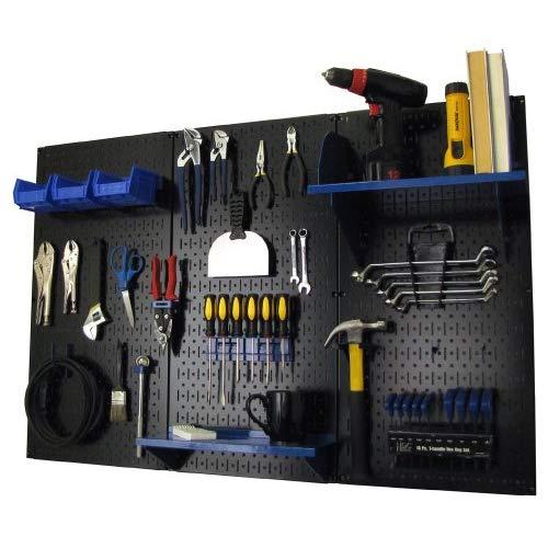 Wall Control Pegboard Organizer 4 ft. Metal Pegboard Standard Tool Storage Kit with Black Toolboard and Blue Accessories