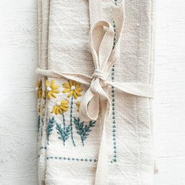 Embroidered Cotton Napkins, Set of 4