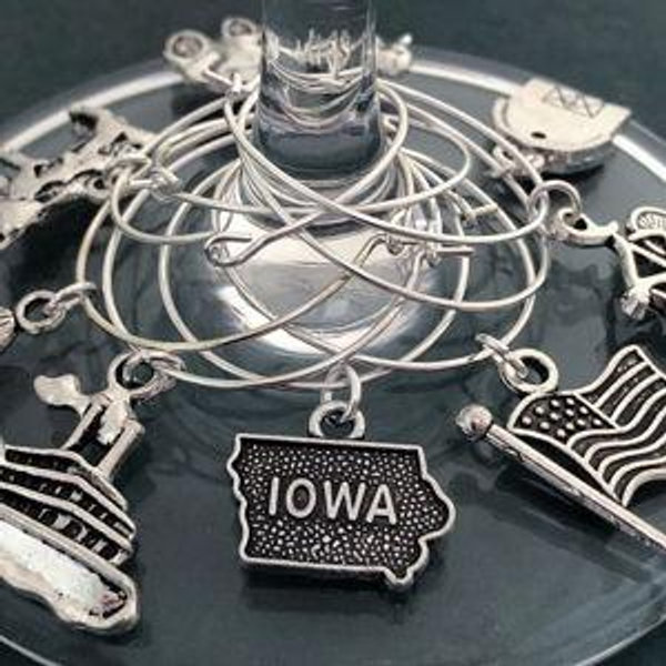 Iowa Wine Glass Charms