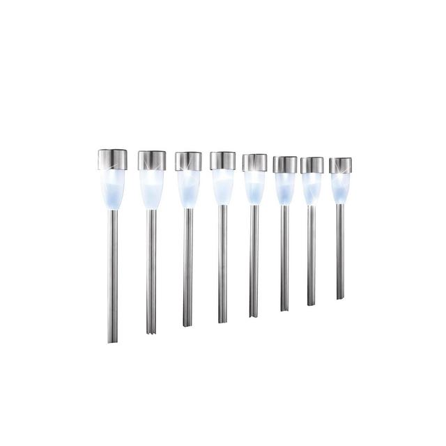 Collections Etc Solar Landscape Pathway Light Stakes - Set of 8 White Lights