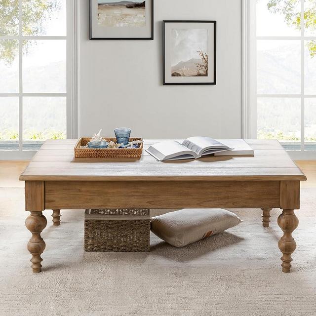 HULALA HOME Wood Lift Top Coffee Table with Storage, Farmhouse Rectangular Coffee Table for Living Room/Apartment, Acorn