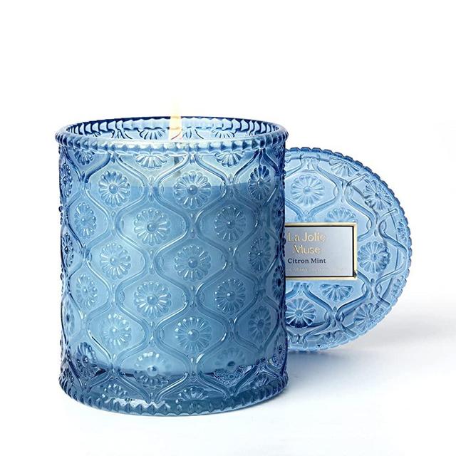 LA JOLIE MUSE Lemon Candle, Scented Candles Gifts for Women, Citrus Mint Candles for Home Scented, 55 Hours Long Burning