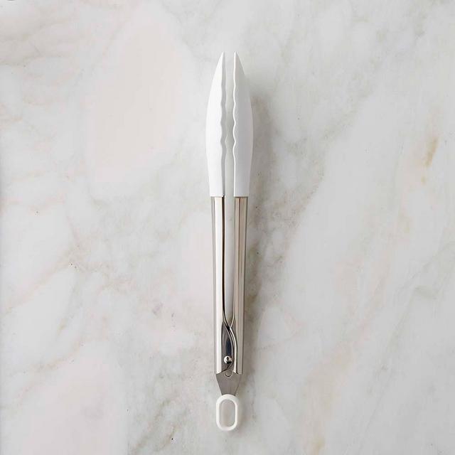 Williams Sonoma Stainless-Steel Silicone Tongs, 9", White