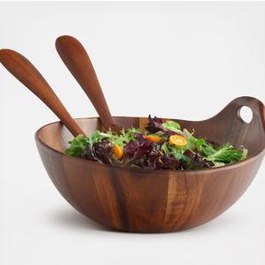 Nambé - Wood Salad Bowl with Servers / Ensaladera de madera con utensilios