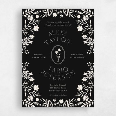 Black Wedding Invitation - Gaia Portrait