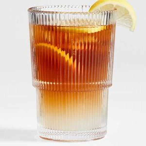 Atwell 16-oz. Clear Stackable Ribbed Highball Glass + Reviews | Crate & Barrel