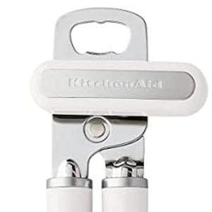 KitchenAid Classic Multifunction Can Opener and Bottle Opener Easy to Use, Razor Sharp Stainless Steel Cutting Wheel, Soft Ergonomic Handles, White