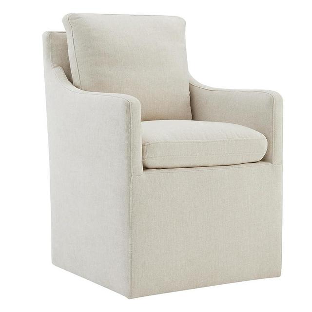 KISLOT Modern Casters Upholstered Wingback Arms Dining Room Chairs, 36.5'''H, Linen