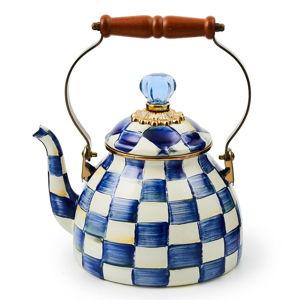Mackenzie Childs Royal Check 2 Quart Tea Kettle | Royal Check