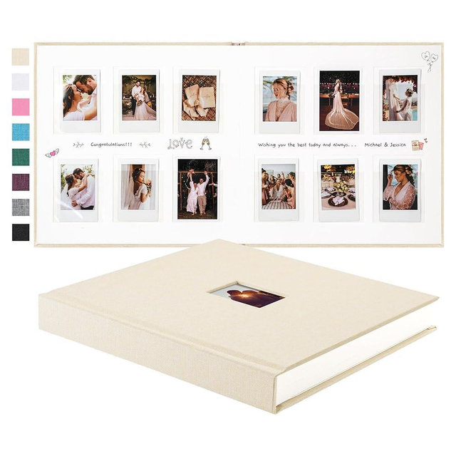 Rseozr 168 Pockets Instax Mini Photo Album For 2x3 Pictures, Linen Hardcover Polaroid Photo Album With Writing Space, Polaroid Album Book For Fujifilm Instax Mini Instant Camera (Beige)