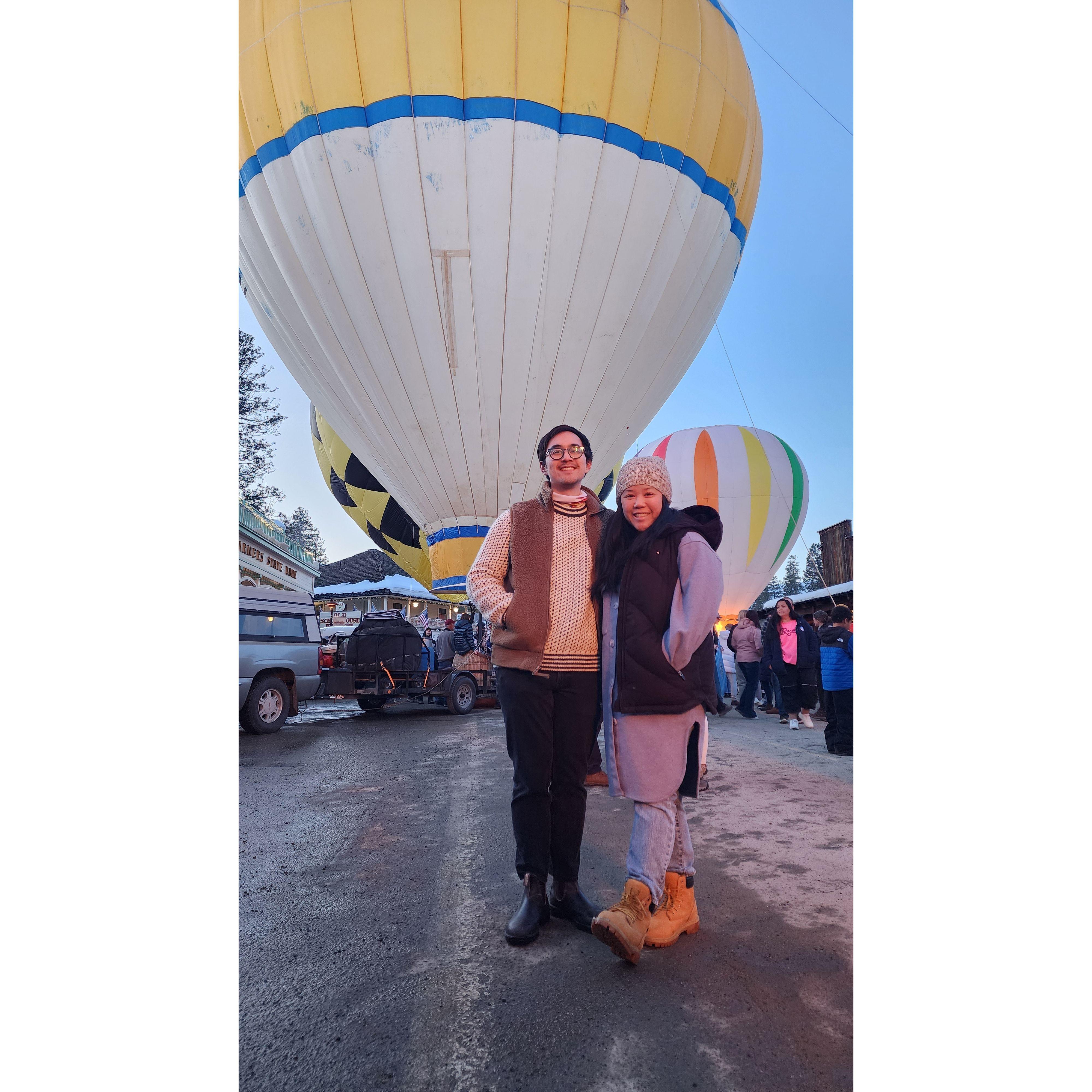Hot air balloons before a surprise proposal...