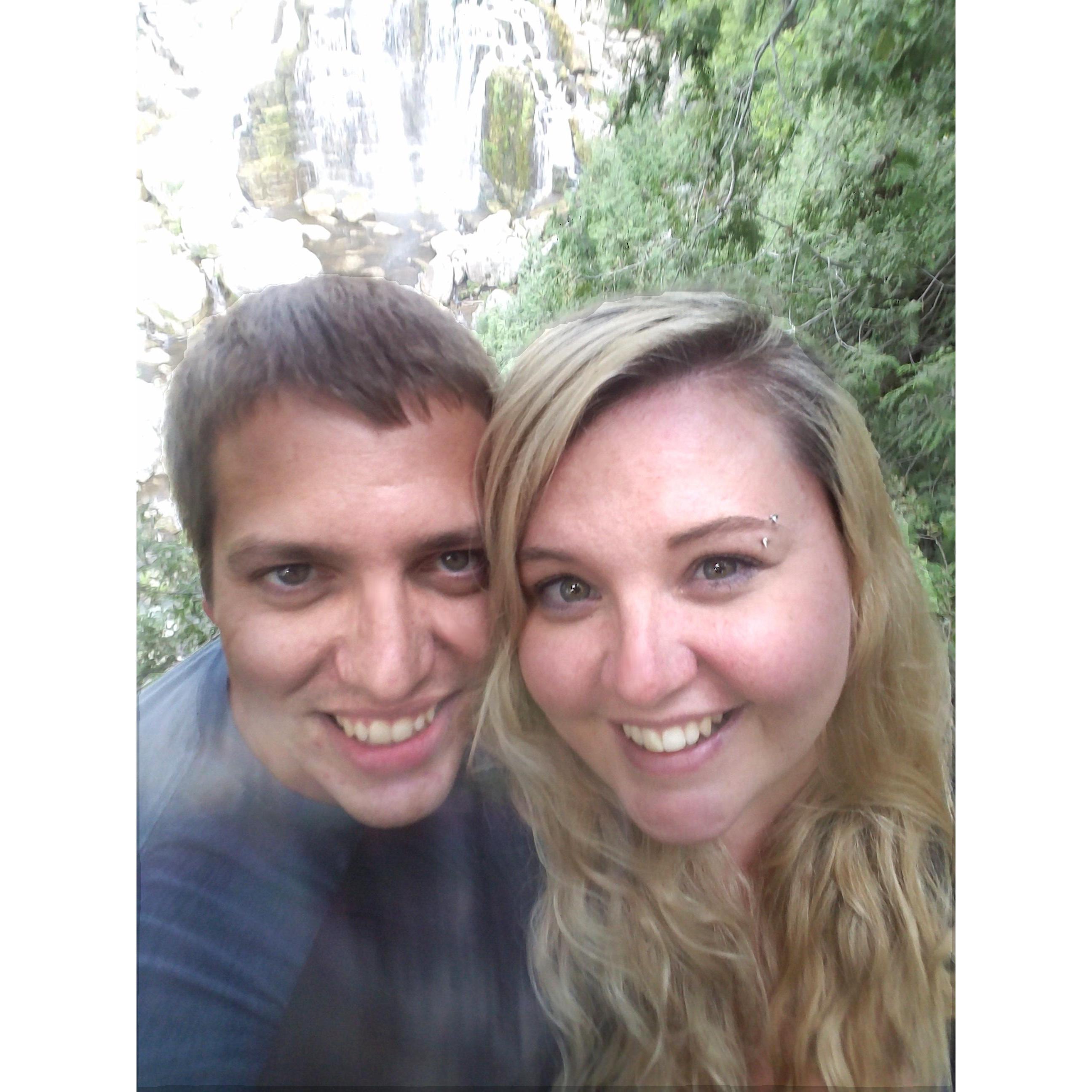 This is where it all went down! Michael dropped to one knee and the mist from the waterfall trickled down his cheek as he popped the question!