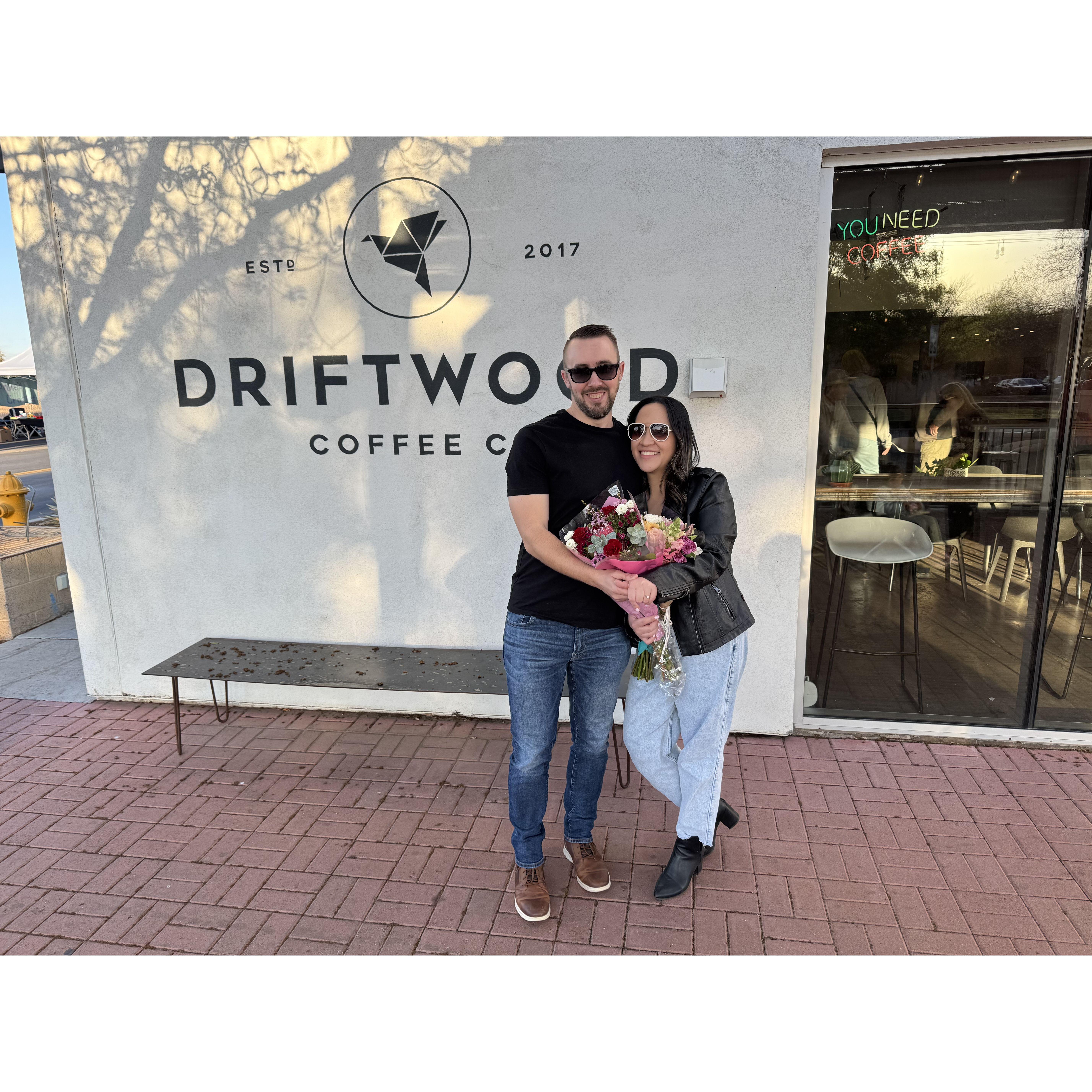 Proposal at the same coffee shop where we first met