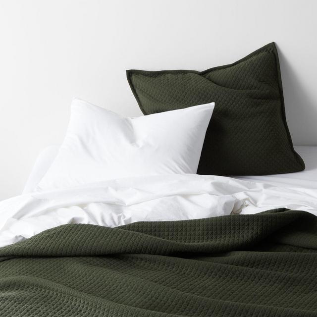 Organic Cotton Ficus Green Full/Queen Bed Coverlet
