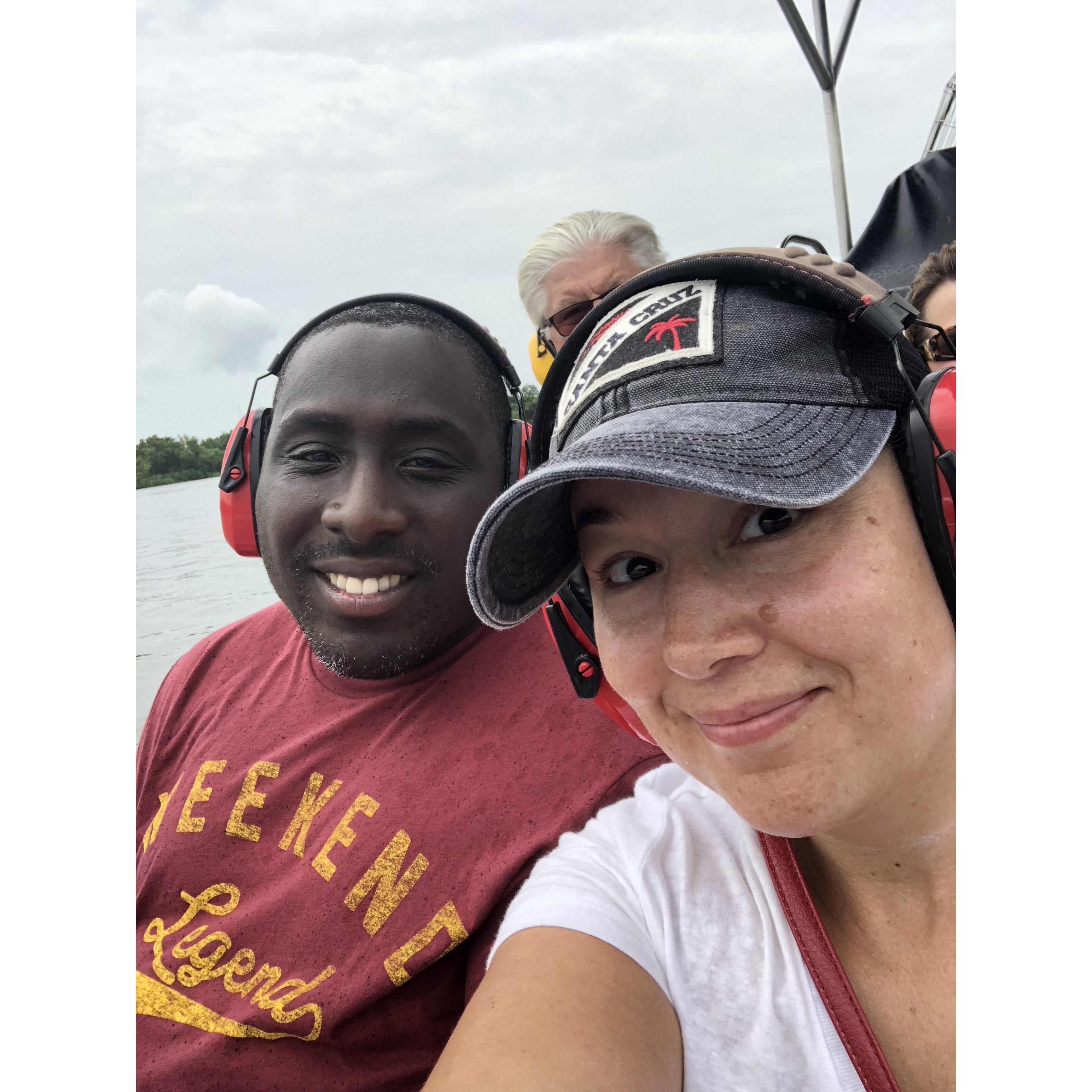 On an air boat tour of the swamps in New Orleans - we fed baby alligators marshmallows!