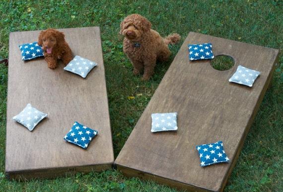 Cornhole Boards & Bags - Set of 8 - Dark Walnut Boards