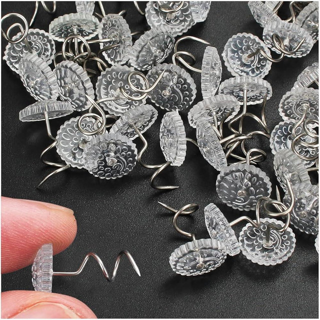 Upholstery Tacks & Bed Skirt Pins with Twist Design - No-Slip Fabric Holders for Furniture Upholstery, Sofa Covers, Headliners & Bedding Accessories