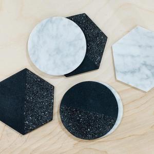 Coaster Set of 6 | White Marble & Black Volcanic Rock   – The Citizenry