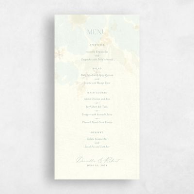 Blue Summer Wedding Menu - Elidure