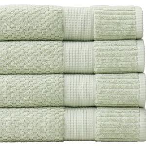 NY Loft 100% Cotton 4 Pack Bath Towel Set| Super Soft & Absorbent Quick-Dry Bath Towels 30" x 52" |Textured and Durable Cotton | Trinity Collection (4 Pack, Sage)