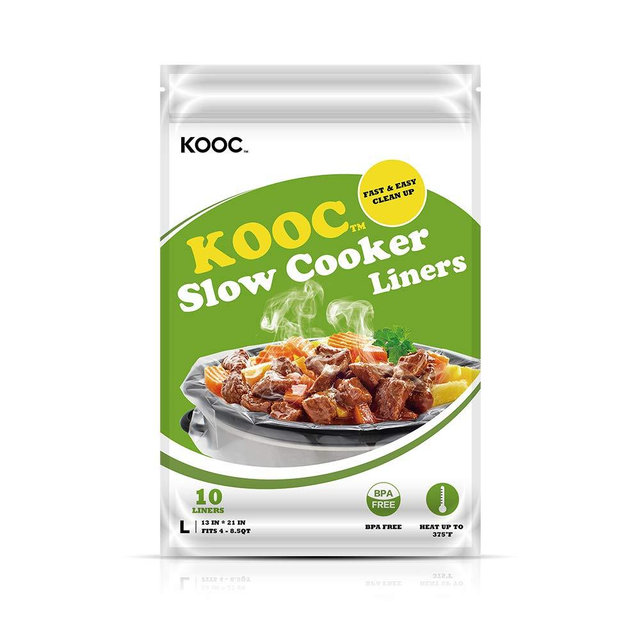 [NEW] KOOC Disposable Slow Cooker Liners and Cooking Bags, Large Size Fits 4QT to 8.5QT Crock Pot, 13"x 21", 1 Pack (10 Counts), with Fresh Locking Seal Design, Suitable for Oval & Round Pot, BPA Free
