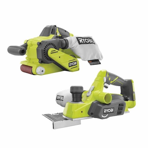 ONE+ 18V Cordless 2-Tool Combo Kit with Brushless 3 in. x 18 in. Belt Sander & 3-1/4 in. Planer w/ Dust Bag (Tools Only)