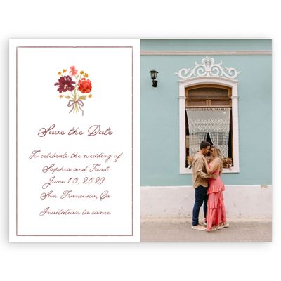 Currant Red Wedding Digital Save the Date - Flor Photo