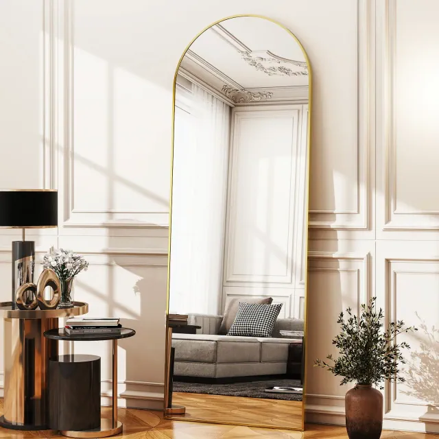 BEAUTYPEAK Arched Full Length Mirrors 59"x16",Gold