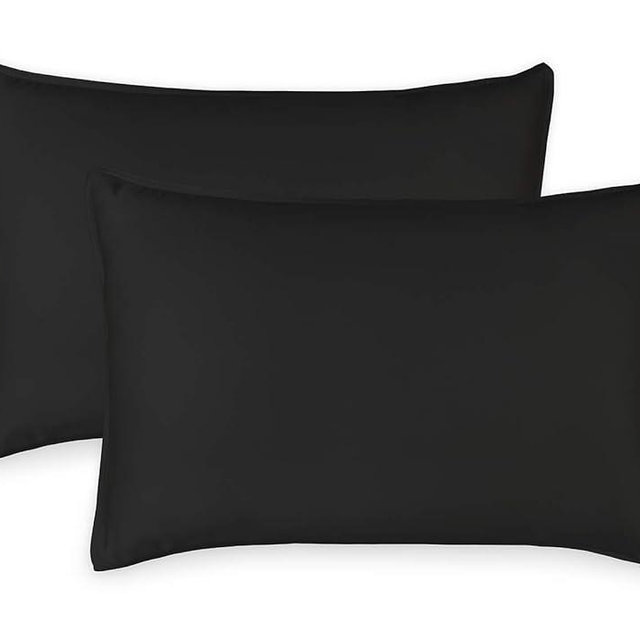 Queen Pillowcases by Pure Bamboo, Genuine 100% Organic Viscose Derived from Bamboo, Luxuriously Soft & Cooling, Double Stitching, Envelope Closure (2 Queen Pillowcases, Black)