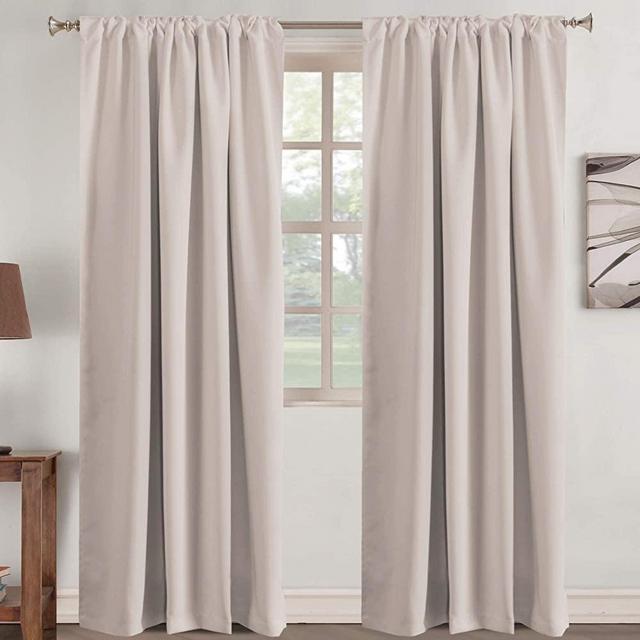 Turquoize Window Curtains Insulated Thermal 52 inch Wide by 84 inch Long Back Tab/Rod Pocket Window Panel Drapes - 2 Panels Window Treatment Panels for Living Room, Natural