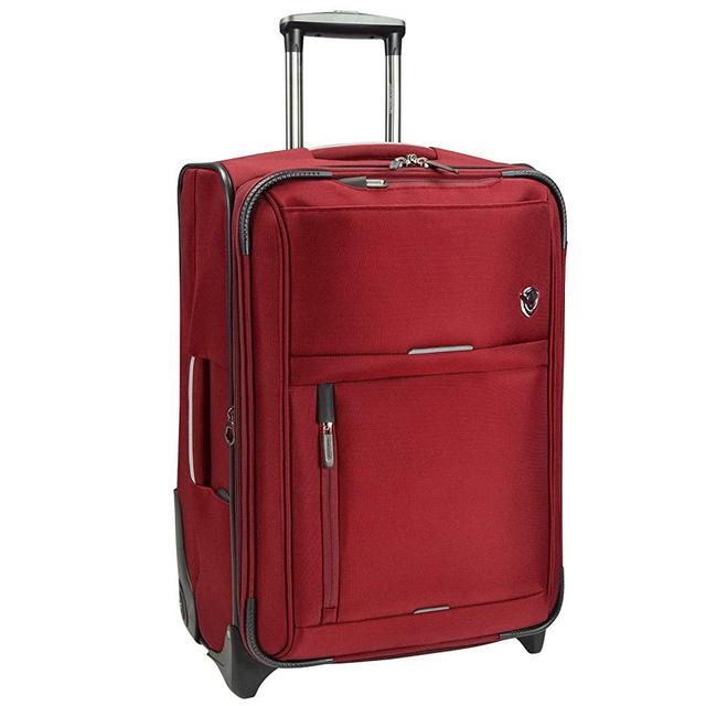Traveler's Choice Birmingham Ballistic Nylon Expandable Rollaboard Luggage, Red, Checked-Medium 25-Inch