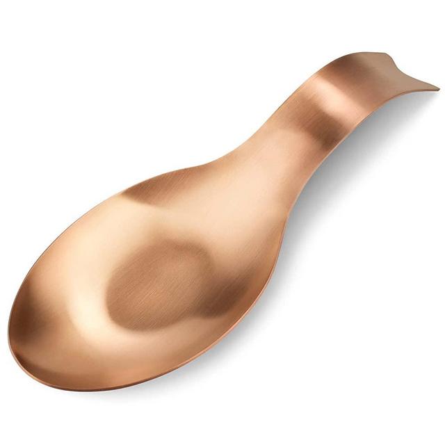 Stainless Steel Spoon Rest,Spatula Ladle Holder, Stainless Steel Utensil Spoon Rest Holder, Brushed Finish, Dishwasher Safe 3.8 x 9.4 Inch (Fish Shape RoseGold Color 1PC)
