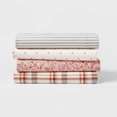 Fall Flannel Patterned Sheet Set - Gray Stripe