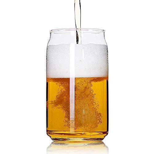 Large Beer glasses,20 oz Can Shaped Beer Glasses Set of 4,Elegant Shaped Drinking Glasses is Ideal Gift,Tumbler Beer Glasses Great for Any Drink and Any Occasion